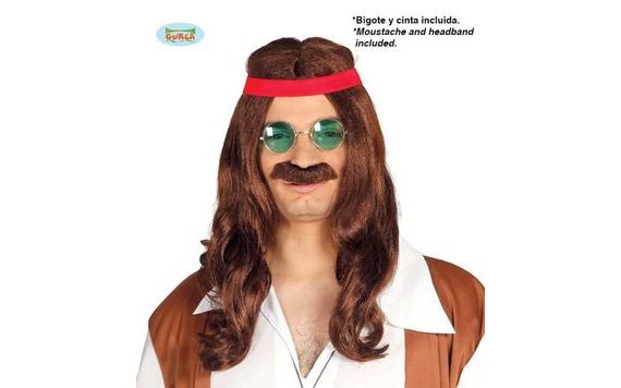 HIPPIE WIG AND MOUSTACHE