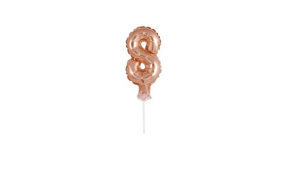 BALLOON FOIL NUMERALS ROSE GOLD - ROSE GOLD 12,5 CM - 8 WITH HOLDER