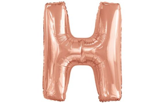PÍSMENO H RŮŽOVO-ZLATÉ FOLIOVÝ BALÓNEK 86 CM AMSCAN