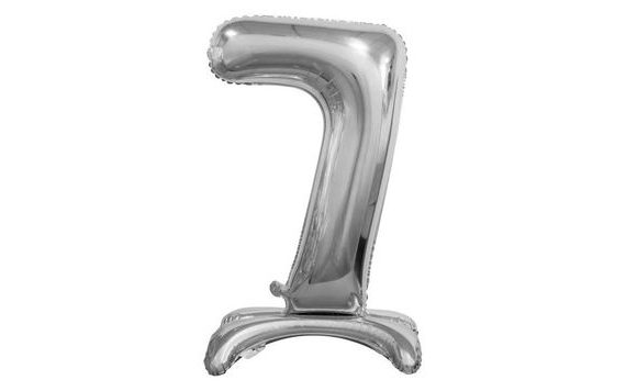 FÓLIA SZÁMÚ BALLON EZÜST SZÍNBEN ÁLLVÁNYON, 74 CM - 7