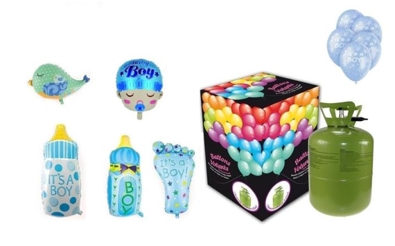 HELIUM FOR BALLOON FILLING + BALLOONS FOR THE BIRTH OF A BABY BOY - 250 L