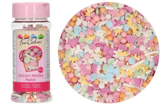 EDIBLE SUGAR DECORATION SPRINKLE MEDLEY - PASTEL UNICORN 50 G