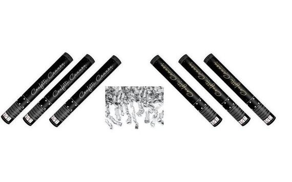 KONFETY 40CM - STŘÍBRNÉ STUŽKY - HOBLINKY- METALICKÉ - SILVESTR - 6 KS