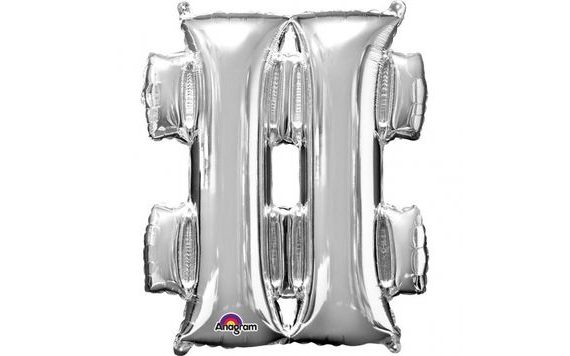 SYMBOL # STŘÍBRNÉ FOLIOVÉ BALÓNKY 33 CM X 27 CM