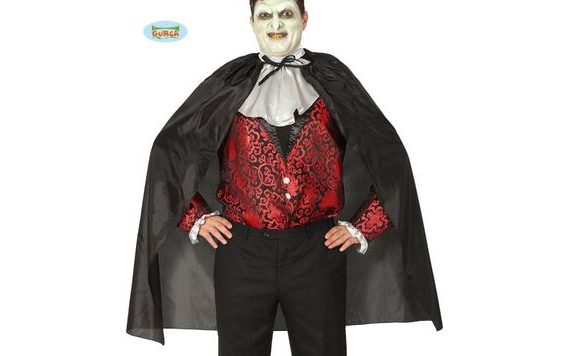 KOSTÝM - ČIERNY PLÁŠŤ, VAMPÍR, 100 CM