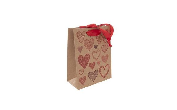 GIFT BAG 14X18 CM HEARTS