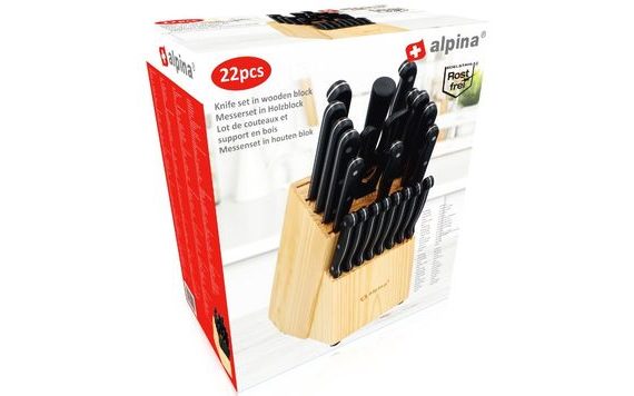 SADA NOŽŮ V DŘEVĚNÉM STOJANU 22 KS