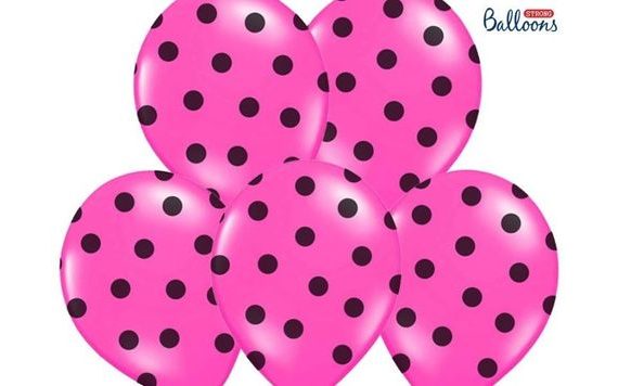 THICK BALLOONS 30 CM PASTEL PINK - BLACK DOT - 1 PCS - BACHELORETTE PARTY