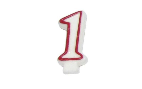 BIRTHDAY CANDLE WITH CANDLE HOLDER - NUMBERS 1