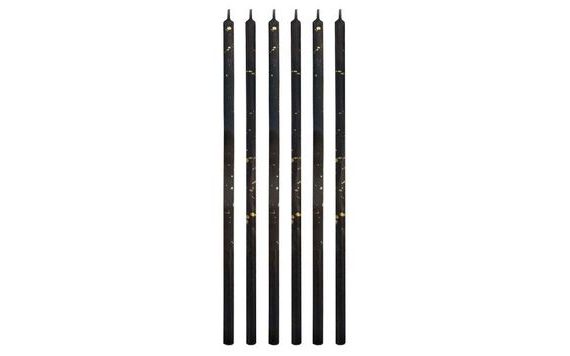 NAROZENINOVÉ SVÍČKY ČERNÉ SE ZLATÝM ZDOBENÍM, 16,5 CM, 6 KS