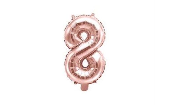 BALÓN FOLIOVÝ ČÍSLICE RŮŽOVOZLATÁ - ROSE GOLD 35 CM - 8 (NELZE PLNIT HELIEM)