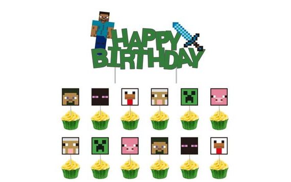 CAKE AND MUFFIN TOPPER 13PCS MINECRAFT