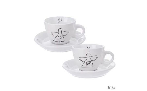 HRNČEK KERAMICKÝ + TANIERIK ANGEL 0,09 L 2 KS
