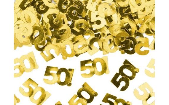 METALICKÉ KONFETY ČÍSLO 50 - ZLATÉ - 15 G