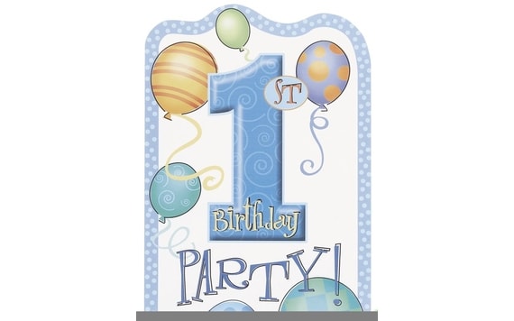 1ST BIRTHDAY INVITATIONS 8 PCS BLUE