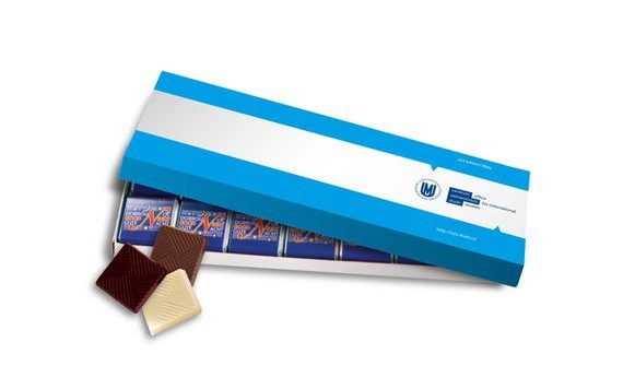 PROMOTIONAL CHOCOLATE BAR SET 42X5G, RIBBON WITH YOUR DESIGN/LOGO – FROM 100 PCS