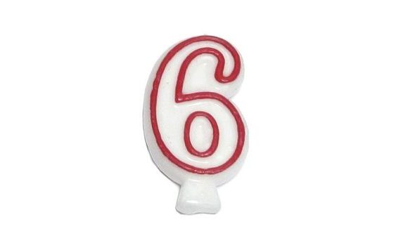 BIRTHDAY CANDLE WITH PINCH STAND - DIGITS 6