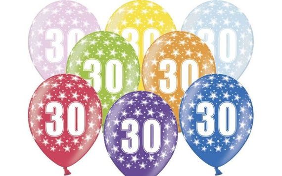 STRONG 30 CM METALLIC BALLOONS - BIRTHDAY NO.30