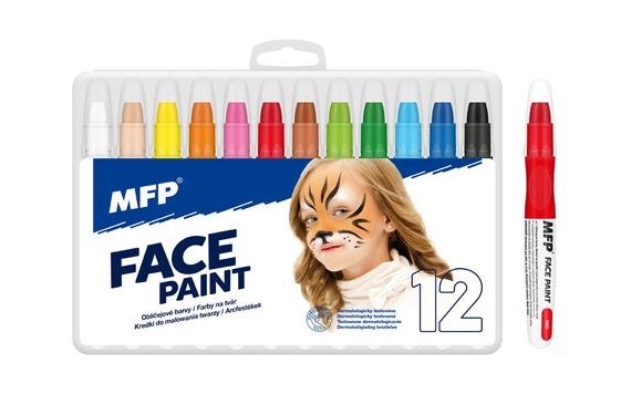 SADA BEZPEČNÝCH BAREV NA OBLIČEJ FACE PAINT - 12 KS