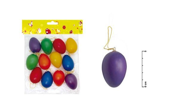 PLASTIC EASTER EGGS 6 CM (12 PCS) – SOLID COLOUR MIX, S32085 2221007