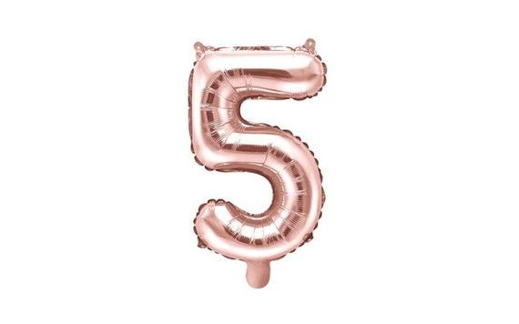 ROSE GOLD FOIL NUMBER BALLOON - 35 CM - 5 (NOT HELIUM FILLABLE)