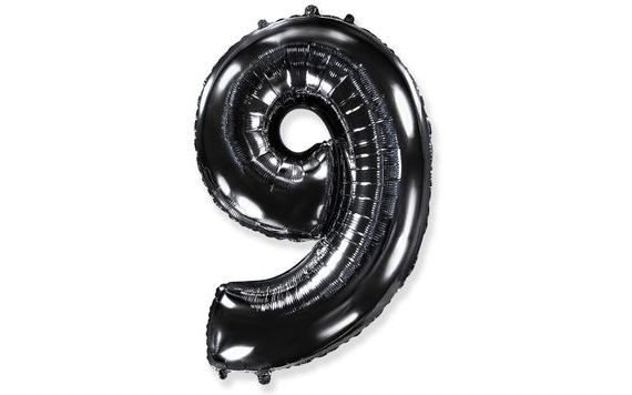 BALÓN FOLIOVÝ ČÍSLICE ČERNÁ - BLACK 102 CM - 9