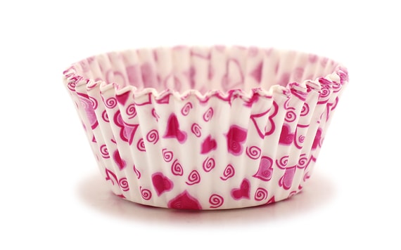 CONFECTIONERY PAPER CASES 50 X 30 MM (150 PC.) - PINK HEARTS