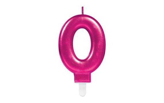 PINK NUMBER 0 CANDLE