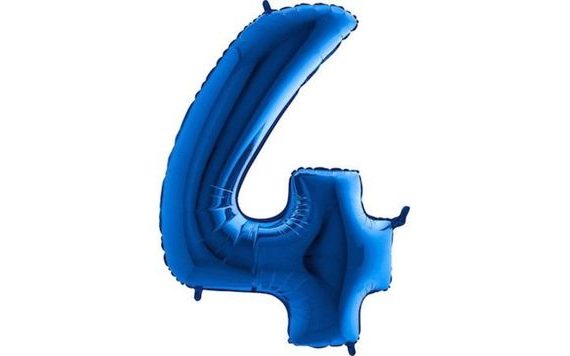 BLUE FOIL BALLOON NUMBER 4 - 115 CM