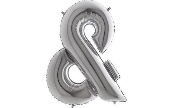 SILVER "AND" BALLOON & SIGN - SILVER 102 CM