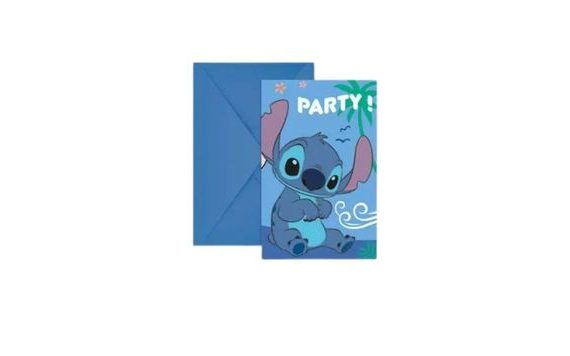 STITCH AND ANGEL INVITATIONS - BIRTHDAY - 6 PCS