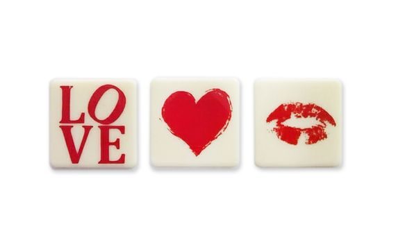 LOVE CHOCOLATES - WHITE CHOCOLATE DECORATION 35X35 MM - 35 PCS