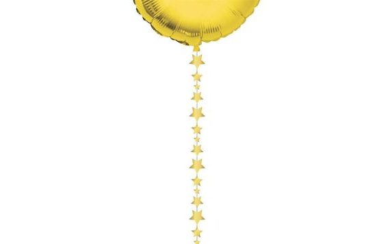 DEKORAČNÍ STUHA - ZÁVĚS NA BALÓNKY HVĚZDY - ZLATÉ - 2 M - 1 KS