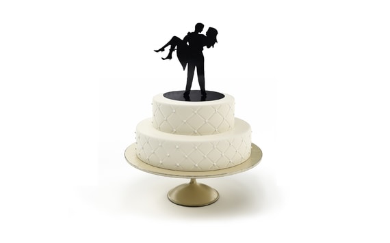 SILHOUETTE OF NEWLYWEDS IN ARMS - WEDDING CAKE FIGURES