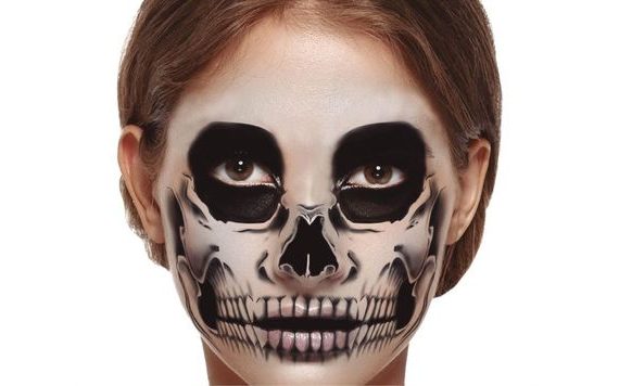 DOČASNÉ TETOVÁNÍ NA OBLIČEJ SKELETON - KOSTLIVEC - LEBKA - HALLOWEEN - 1 KS