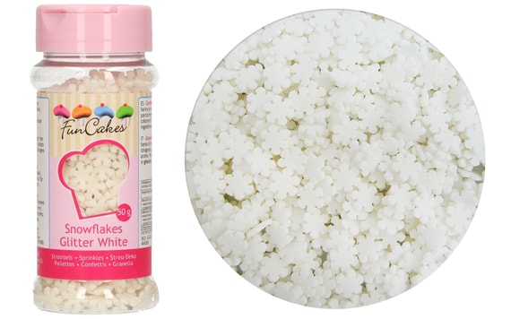 CONFECTIONERY SPRINKLES - STARS WHITE WITH GLITTERS