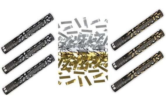 GOLD AND SILVER METALLIC CONFETTI 40 CM, 3 PCS EACH