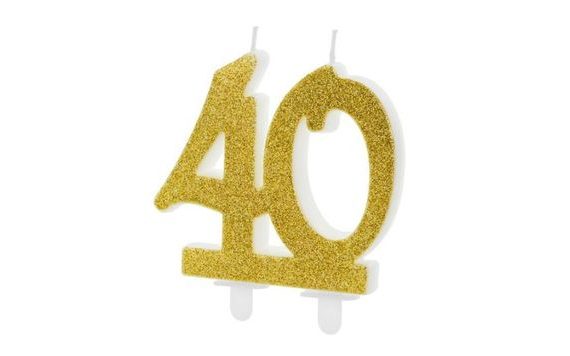 BIRTHDAY CANDLE 40, GOLD - 7,5 CM