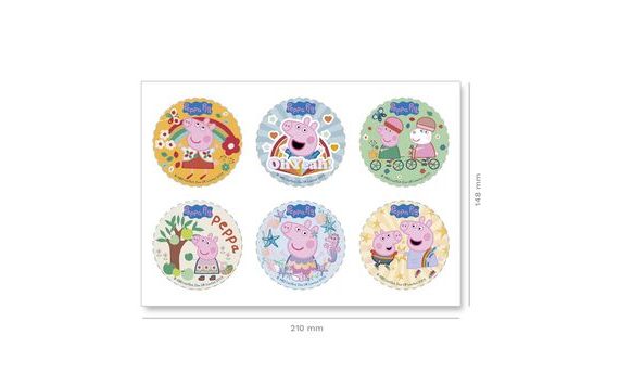 6KS DEKORACÍ NA CUPCAKE PRASÁTKO PEPA 5,8CM
