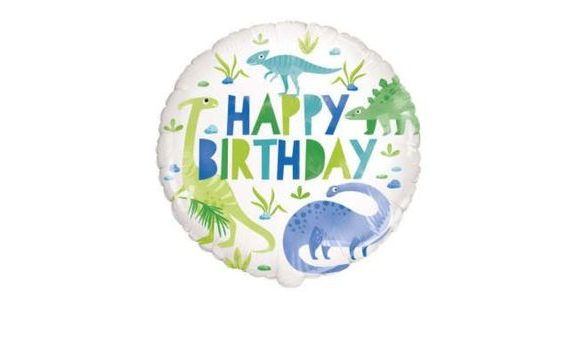 BALÓN FOLIOVÝ DINOSAURUS - ZELENOMODRÝ - HAPPY BIRTHDAY - VŠECHNO NEJLEPŠÍ - 45 CM