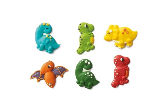 6 PCS SUGAR DECORATIONS DINOSAURS