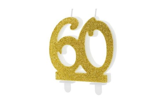 BIRTHDAY CANDLE 60, GOLD - 7,5 CM