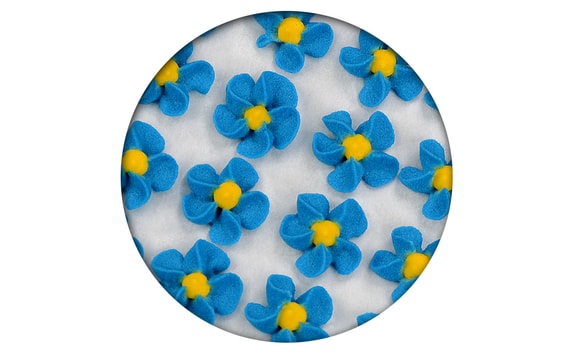 SUGAR DECORATION - FLOWERS PIPED 35 PC. BLUE