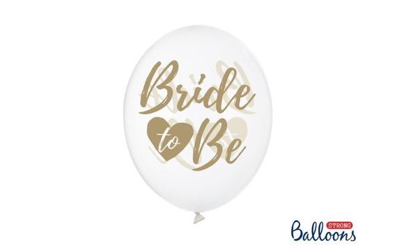 BALÓNKY LATEXOVÉ SE ZLATÝM NÁPISEM "BRIDE TO BE" - ROZLUČKA SE SVOBODOU - 30CM - 6 KS