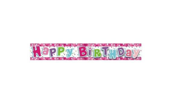 HAPPY BIRTOKNAP BANNER FÜZÉR 180 CM RÓZSASZÍNŰ