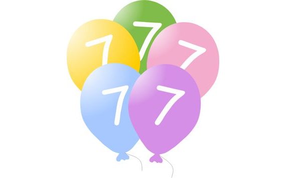 BIRTHDAY BALLOONS 5 PCS WITH NUMBER 7 FOR CHILDREN