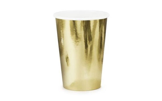 ZLATÉ PAPIEROVÉ POHÁRE, 220ML, 6 KS