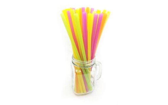 PLASTIC STRAWS - STRAWS 7 X 280MM NEON - 250 PCS (REUSABLE)