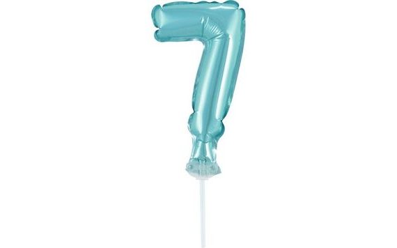 BALÓN FOLIOVÝ ČÍSLICE - 7 - SVĚTLE MODRÁ 12,5 CM S DRŽÁKEM