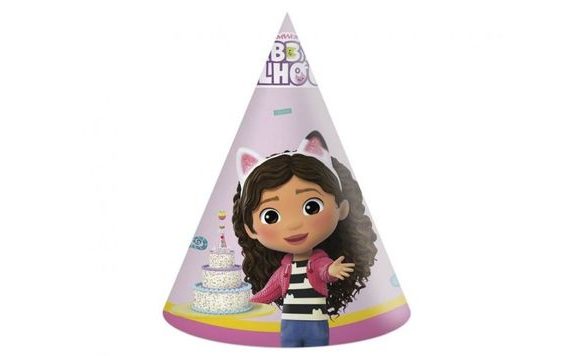 GABBY'S DOLLHOUSE PAPER PARTY HATS - 6 PCS